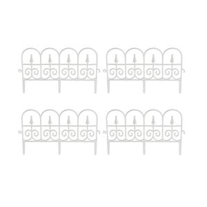 Lot De 4 Panneaux De Bordure De Cl&ocirc;ture De Jardin En Plastique Blanc Pour Pelouse Et Cour - Neuf