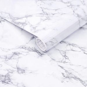 Arthome Blanc Marbre Papier Contact,44Cmx3M Papier Peint Auto Adhesif En Vinyle Pour Meubles, Comptoirs De Cuisine, Armoires, Étagères, Facile À Installer[KIT6509379] - Neuf