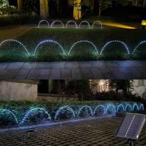 Kal-Lampe Solaire Exterieur Jardin, 5 Pièces 1.2m 24 Led Connectable Lampes À Tube, Guirlande Noel Exterieur Solaire Avec Télécommande, Pour Décor, Jardin, Patio, Chemins, Pelouse - Blanche - Neuf