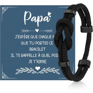 Eryi-Bracelet Homme Infini Cadeau Papa: Bracelet Corde Noir Tressée Fait À La Main Bracelet Fils Surf Ajustable Cadeau Anniversaire Homme Pour Papa Fils Mari - Neuf