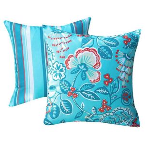 Paquet de 2 taies d'oreiller imperméables en plein air 18x18 moderne motif mignon décoratif carré jeté extérieur - Neuf