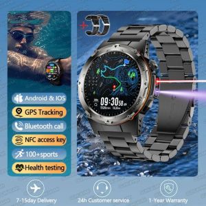 2025 Nouveau T-Rex 3 Gps Piste Montre Intelligente Hommes 3Atm Étanche Uv Infrarouge 1.39 Pouces Nfc Bluetooth Appel Fréquence Cardiaque Sport Montre Intelligente.Black Steel 2A.Swim Diving Watch - Neuf
