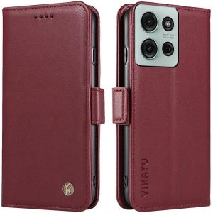 Kal-Coque Pour Motorola Moto G75 5g, Pu Et Tpu À Rabat Simple, Résistant Aux Chocs, Magnétique, Style Livre, Porte-Feuille, Rouge Vin - Neuf