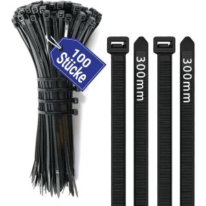 Serflex 100 Pièces-300mm x 3,6mm Collier Serrage Plastique-Nylon Rilsan Autobloquant,Résistant Aux UV Et À La Chaleur - Neuf