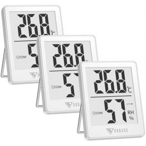Mini Thermomètre Intérieur, 3 Pièces Hygrometre Interieur de Haute Précision, ¿/¿Commutable, pour Détecter humidité et la température, Indication du Niveau de Confort, Portable - Neuf