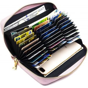 Femmes porte-monnaie en Cuir V&eacute;ritable Hommes Portefeuilles RFID de Blocage de la Carte de Grande Capacit&eacute; Ch&eacute;quier Pi&egrave;ce Titulaire des Cartes de Rose - Neuf