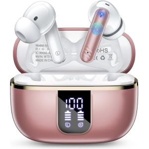 JGD-Ecouteurs Bluetooth Sans Fil, St&eacute;r&eacute;o 3D HiFi Bluetooth 5.4 Casque Antibruit avec 4 Mic ENC, 46H R&eacute;cr&eacute;ation &Eacute;couteurs Bluetooth avec &Eacute;cran LED, IP7 &Eacute;tanche USB-C Ecouteurs avec pour iOS Android. R - Neuf