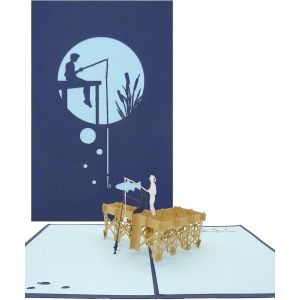 Trahoo-Carte De V?ux Pop-Up &laquo; Excursion De P&ecirc;che &raquo; - Carte De P&ecirc;che 3d - Carte D'anniversaire, De Retraite, De P&ecirc;che, De Sport De P&ecirc;che - Ch&egrave;que Cadeau Et Carte D'invitation Avec P&ecirc;cheur Au Bord Du L - Neuf