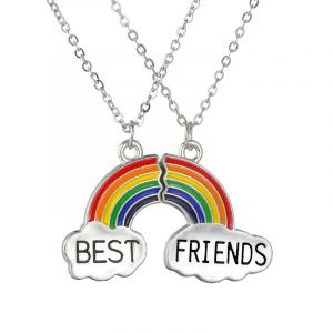 Collier, Amitié, Meilleurs Amis - Arc-En-Ciel Argent - Neuf