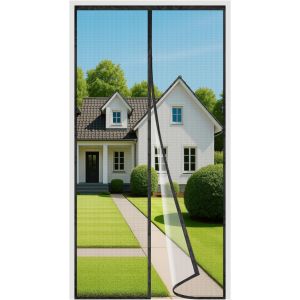 Wag-Moustiquaire Porte Fenêtre 85X210Cm, Rideau Porte Magnétique Anti Mouche, Se Ferme Automatiquement, Maille Fine Et Résistante, Largeur Supérieure Jusqu'À 3,8Cm, Bande Adhésive Incluse, Noir - Neuf