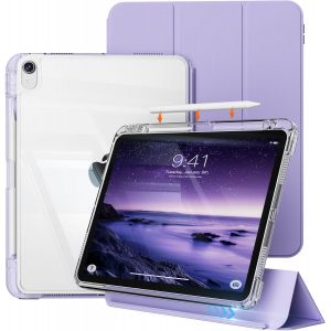 Coque pour iPad (A16) 11&egrave;me G&eacute;n&eacute;ration 11"" (2025)/iPad 10&egrave;me G&eacute;n&eacute;ration 10,9"" (2022) avec Porte-Pencil, &Eacute;tui Coulissant d&eacute;tachable 2 en 1 &agrave; Trois Volets avec Coque arri&egrave;re Transparente(Violet) - Neuf