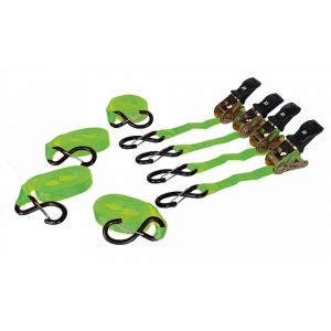 Lot de 4 sangles bagages &agrave; cliquet 25mmx5,5m 700kgs avec crochets - Neuf