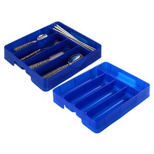 Organisateur De Couverts De Cuisine Bleu &Agrave; 5 Compartiments - Lot De 2 - Neuf