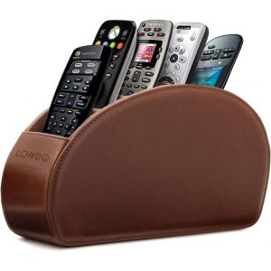 SUBZONAL-Range T&eacute;l&eacute;commandes &agrave; 5 Compartiments - DVD, Blu-Ray, TV, Cha&icirc;ne Hi-FI, Roku ou Apple TV - Cuir avec Doublure Su&eacute;d&eacute;e - Faible Encombrement pour S&eacute;jour ou Chambre - Neuf