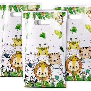 40PCS Sacs Cadeau Jungle Animaux Pochette Bonbon Sac Emballage Cadeau Sachet Biscuits Dragée pour Anniversaire Baby Shower Fête Party Fille Garçon 26 x 16.5cm - Neuf