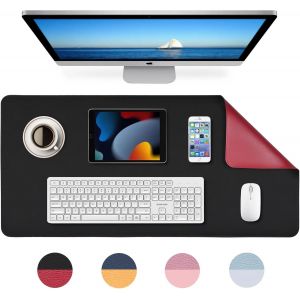 KALANKA-Sous-main, tapis de souris, tapis de bureau, sous-main imperméable en PU, 80 x 40 cm, idéal pour le bureau ou la maison, réversible (rouge/noir) - Neuf