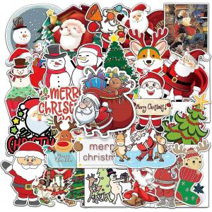 50pcs Noël Autocollants Décorations Pour Bouteilles D'eau Bagages Ordinateur Portable Téléphone Scrapbook Skateb - Neuf