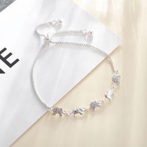 (Argent) Bracelet Pour Femme Bracelet Éléphants Pour Famille Générations Bijoux Animaux Cadeau Pour Grand-Mère Mère Filles - Neuf