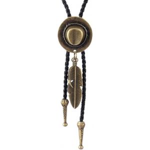 Trahoo-1pcs Cravate En Cuir De Cowboy,Costume De Cowboy Tenue Western Cowboy Cravate Collier Lariat Cuir Pendentif Rodéo,Collier Tressé,Pour Accessoires De Costume D'halloween Anniversaire Halloween - Neuf