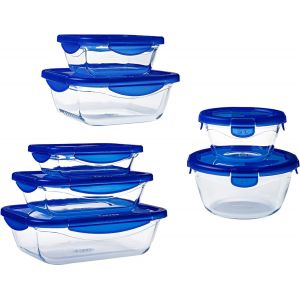 LETNERNY-Cook & Go - Lot De 7 Boîtes Avec Couvercles Hermétiques - Tailles Et Formes Différentes - Verre Borosilicate - Compatible Four, Micro-Ondes Et Lave-Vaisselle - Made In France - Neuf