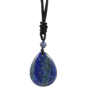Kales-Collier Pendentif En Lapis-Lazuli Naturel 1 Pi&egrave;ce,Collier Pendentif En Pierre Semi-Pr&eacute;cieuse,Fait &Agrave; La Main,Collier De Pierres Pr&eacute;cieuses R&eacute;glable,Collier Pendentif En Corde - Neuf