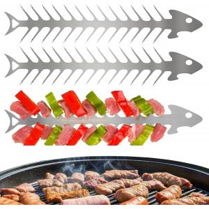 PATB-3 Pièces Brochettes de Barbecue, Pics à Brochettes en Inox Forme de Poisson, 30 cm Réutilisables Pique Barbecue, Broche à Griller pour BBQ, Viande, Légumes, pour Fêtes de Vacances, Camping - Neuf