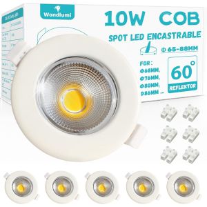 Ulteronixshop-10W Spot LED Encastrable Extra Plat,850LM Equivalent 100W Halog&egrave;ne,4000K Blanc Neutre,Spot de Plafond Blanc 220V,Trou 68mm, Lot de 6 - Neuf