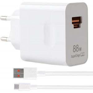 88w Supercharge Chargeur Rapide Pour Huawei Honor,2 Ports 88w Chargeur Avec Câble Usb C 6a 1m,Chargeur Supercharge Pour Huawei Pura 70 Mate 60 Honor 200 Lite 90 Lite Magic7 Lite 6 Lite X8b Pad X8a - Neuf