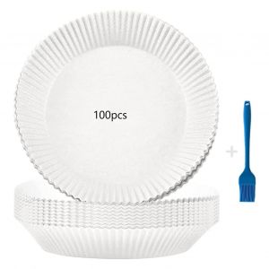 Hjlian Lot De 100 Doublures En Papier Jetables Pour Panier A Air, Resistantes A La Temperature De 220 ¡Ãc, Antiadhesives, Pour Friteuse, Papier Sulfurise - Neuf