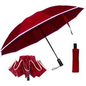 Parapluie Invers&eacute; Automatique Compact - Parapluie Pliant Coupe Vent Avec Bandes R&eacute;fl&eacute;chissantes - Tissu T&eacute;flon Protection Solaire Et Contre La Pluie - Anti Humidit&eacute; Voiture S&egrave;che Vite Id&eacute;e Cadeau - Neuf