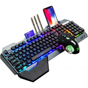 Ensemble Clavier Et Souris Rechargeable Sans Fil 2,4 Ghz Batterie 4800 Mah 16 Modes De Couleur Rvb Led R&eacute;tro&eacute;clair&eacute; M&eacute;canique Sensation Clavier Gamer 2400Dpi Led Respiration Optique Souris Compatibl - Neuf