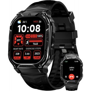 Checarzhn--No1-M3e Montre Connectée Homme- Gps 480mah Batterie De Grande Capacité 5atm Étanche, Boussole Altimètre Appel 1.96"" Amoled Toujour Activé, Smartwatch Fréquence Cardiaque Ios Android - Neuf