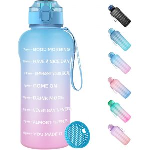 Eryi-Gourde De 2 L Avec Marquage Du Temps [Sans Bpa Tritan], Bouteille De Sport De 2 Litres Avec Filtre À Fruits Anti-Fuite, La Salle De Gym, Le Pique-Nique Bleu Rose - Neuf