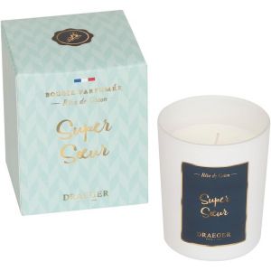 Bougie Cadeau blanche Parfumée Rêve de coton ""Super Soeur"" - Idée Cadeau Famille, S?ur de coeur, Amitié, Meilleure amie - Made in France - 100% Cire Végétale - 40h de combustion - Neuf