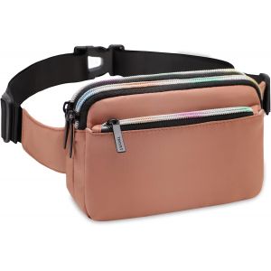 KALANKA-Sac Banane Tendance pour Femme avec 3 Poches zippées Sac Banane décontracté pour Voyage, randonnée, Cyclisme, fête, T2016, Marron - Neuf