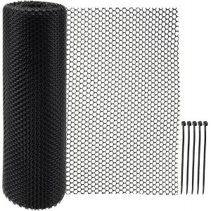 Mevronisshop-Grillage Plastique Noir 40cm X 10m - Filet Poule En Plastique - Cl&ocirc;ture Hexagonale Pour Volaille Et Jardin - Filet De Protection Pour Chat Et Chien - Lot Avec 100 Attaches Zip - Neuf