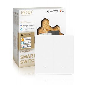 CHECARZHN--NO1-Interrupteur Intelligent Matter,Wi-Fi Interrupteur À Synchronisation Bidirectionnelle, Fil Neutre Requis, Compatible Avec Alexa/Apple Home/Google Home/Smartthings, Contrôle Par Tuya, 2 - Neuf