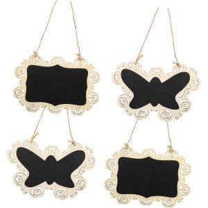 4pcs Petit Tableau Noir Étiquette Étiquettes Décoratives Pour Tableau Mémo Message Signe Mini Tableau De Signes Mini En Bois Pour Tableau Les Étiquettes Tableau Enseigne Suspendue - Neuf