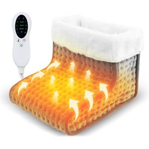 Chauffe-Pieds Flanelle, Chauffe-Pieds Electrique mit 10 R&eacute;glages de Chauffage, Chauffe Pieds Chauffant mit Minuterie Intelligente, T&eacute;l&eacute;commande Lavable pour Femmes Hommes - Neuf