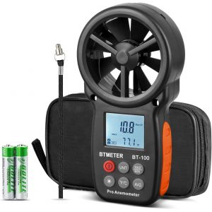 SUBZONAL-An&eacute;mom&egrave;tre num&eacute;rique portatif BT-100, jauge de vitesse du vent, mesure avec pr&eacute;cision la vitesse du vent et la temp&eacute;rature pour CFM, avec MAX/MIN/AVG, r&eacute;tro&eacute;clairage LCD, CVC - Neuf
