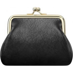 Porte-monnaie, petit porte-monnaie en cuir synthétique, portefeuille avec fermoir, pochette porte-monnaie de voiture pour femmes, hommes, enfants et filles (noir) - Neuf