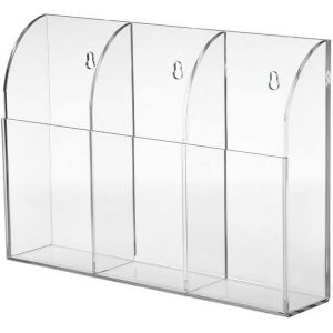 lbgwp60-Boîte De Rangement Murale Transparente À 3 Compartiments Pour Pinceaux De Maquillage, Télécommande, Boîte De Rangement En Acrylique Transparent Pour La Maison, Le Bureau - Neuf