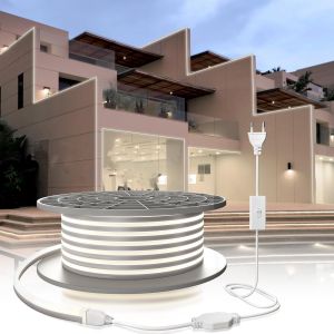 5m Ruban Led, 220v Blanc Froid Bandeau Led Lumineuse Flexible 120 Led/M, Pvc D&eacute;coupable Etanche Ip65 N&eacute;ons Bande Pour Int&eacute;rieur Ext&eacute;rieur D&eacute;coration, Inclus Adaptateur Secteur[Rub9223692] - Neuf