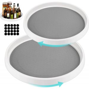 Tianyi-2 Pcs Plateau Tournant Placard Cuisine, 360&deg; Plateau Tournant &Eacute;tag&egrave;res &Agrave; &Eacute;pices, Plateau Tournant De Cuisine, Organisateur Cuisine, Plateau Rond Pour Cuisine, R&eacute;frig&eacute;rateur, Armoire (25+30cm) - Neuf