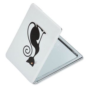 Promotion ! Miroir Créateur 'les Chats' Blanc Noir - 8. 5x6 Cm - Neuf