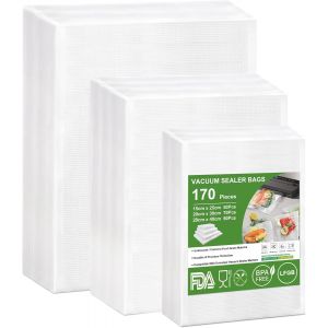 170 Sachets Sac Sous Vide Alimentaire 15X25Cm(50)+20X30Cm(70)+28X40Cm(50), Sac Sous Vide Gaufré, Sans Bpa, Sachet Sous Vide Pour Conservation Des Aliments, La Cuisson Et Cuiseur Sous Vide[Z772] - Neuf