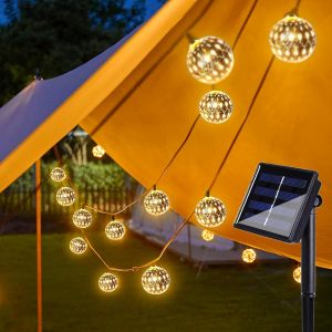 KAL-5M Solaire Guirlande Lumineuse Exterieure Led,20Led Solaire Guirlande Exterieur,Guirlande Lumineuse Led Marocaine,Ip65 Étanches,Pour Terrasse, Mariage, Noël¿Blanc Chaud¿ - Neuf