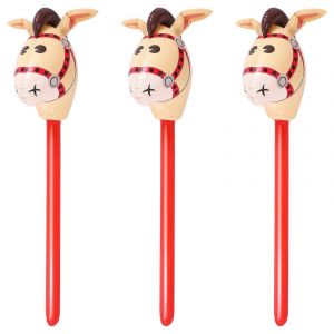 3 Pcs Gonflable Chevaux Têtes Cow-Girl Bâton Pvc Ballon Jouets Éducatifs En Plein Air Pour Enfants Bébés - Neuf