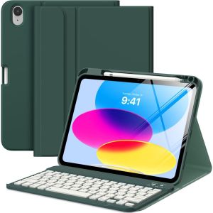 &Eacute;tui avec Clavier pour iPad (A16) 11e G&eacute;n&eacute;ration 2025, Coque Clavier pour iPad 10e G&eacute;n&eacute;ration 10,9 Pouces avec Porte-Crayon, Clavier Bluetooth D&eacute;tachable Multi-Angles, Vert Nuit - Neuf