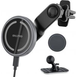 Support Magsafe T&eacute;l&eacute;phone Voiture, Compatible avec Magn&eacute;tiqu&eacute; Chargeur Induction Voiture, Universal Support Magsafe Voiture pour iPhone 16 15 14 13 12 s&eacute;rie - Neuf